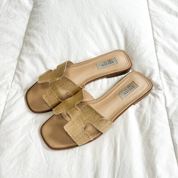 Steven by Steve Madden Hadyn Raffia Slide Sandals Natural Tan Size 8.5 EUC - Picture 2 of 8